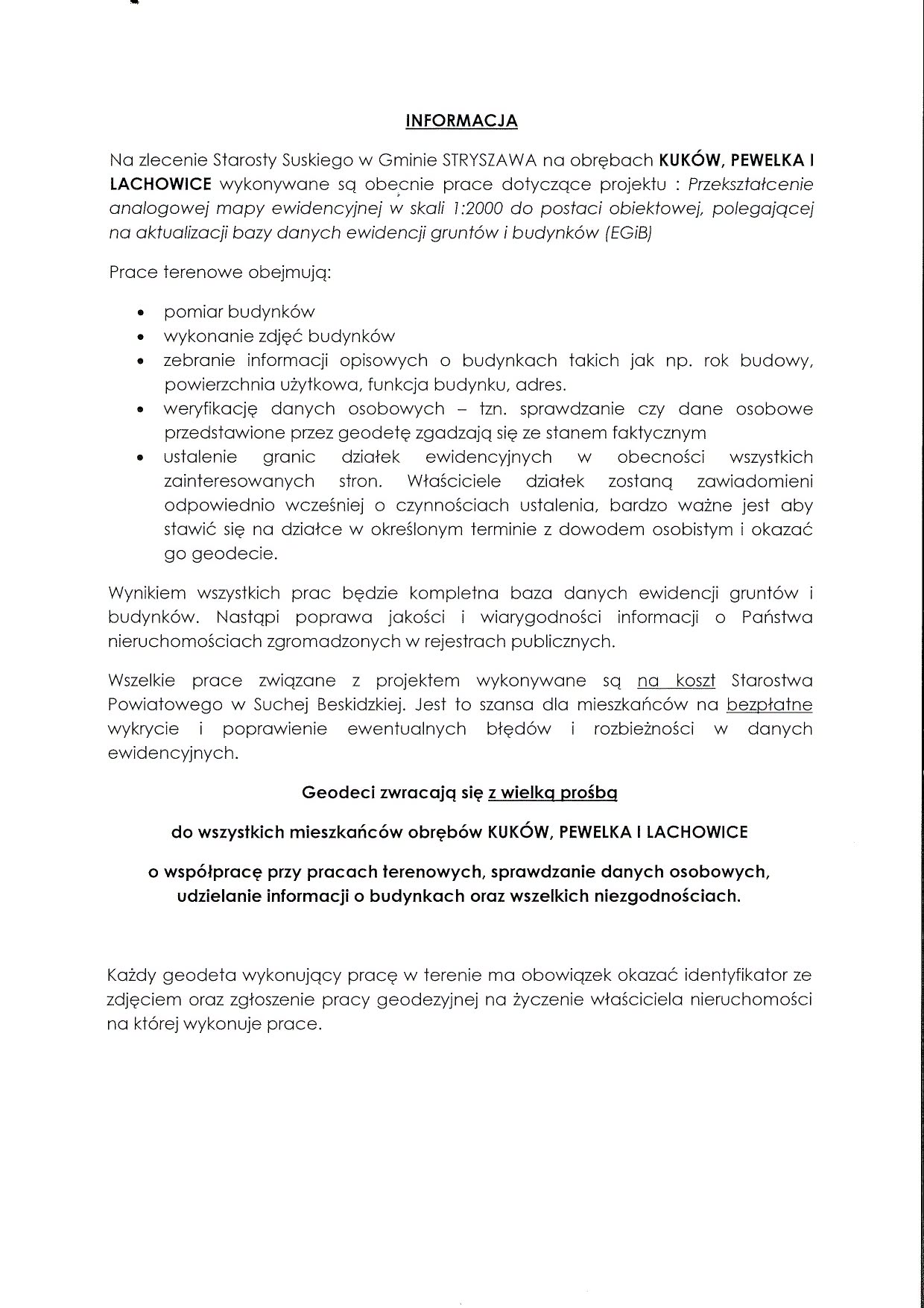 Obraz przedstawiający Informacja dot. prac terenowych - przekształcenie analogowej mapy ewidencyjnej