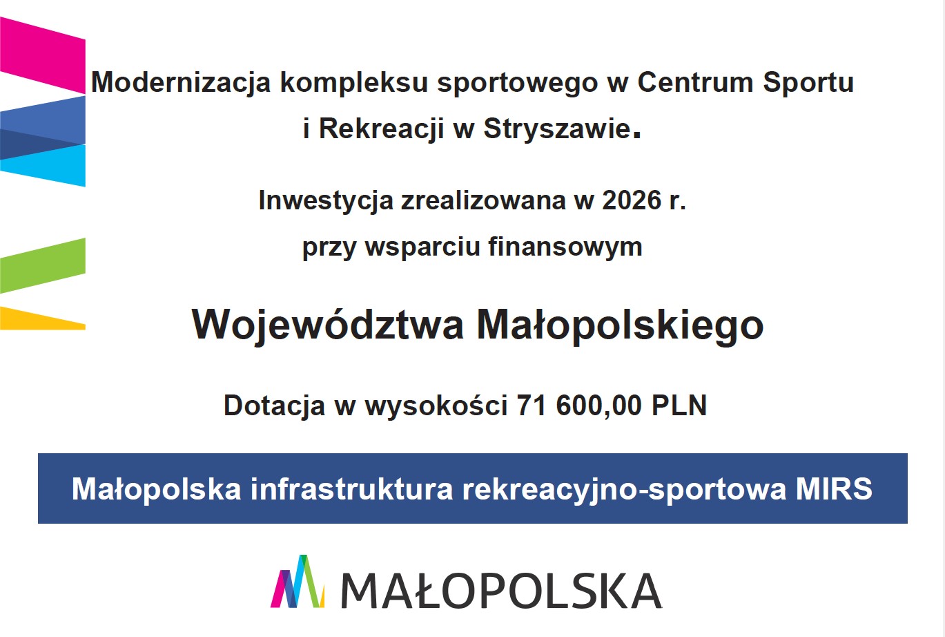 Obraz przedstawiający Modernizacja kompleksu sportowego w Centrum Sportu i Rekreacji w Stryszawie