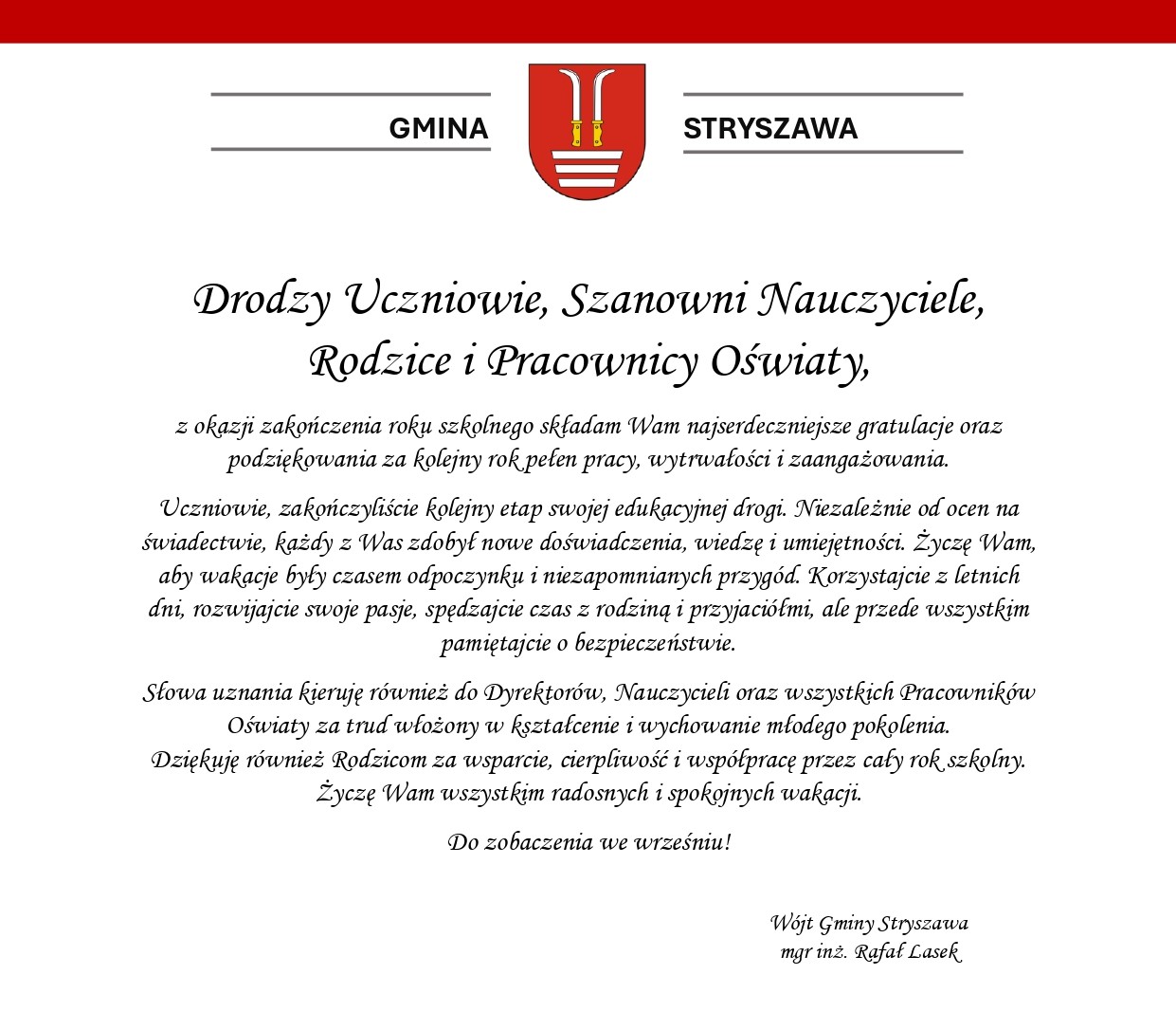 Obraz przedstawiający Zakończenie roku szkolnego 2025/2026