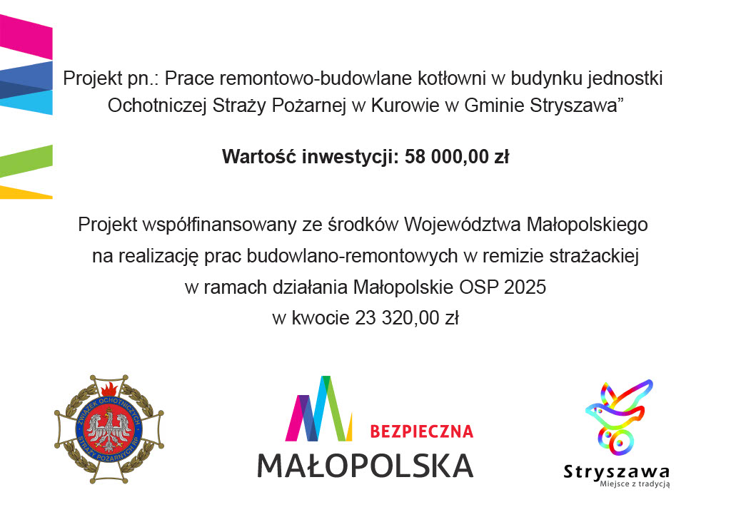 Obraz przedstawiający ZAKOŃCZONO PRACE REMONTOWO-BUDOWLANE KOTŁOWNI  W BUDYNKU JEDNOSTKI OSP KURÓW – GMINA STRYSZAWA